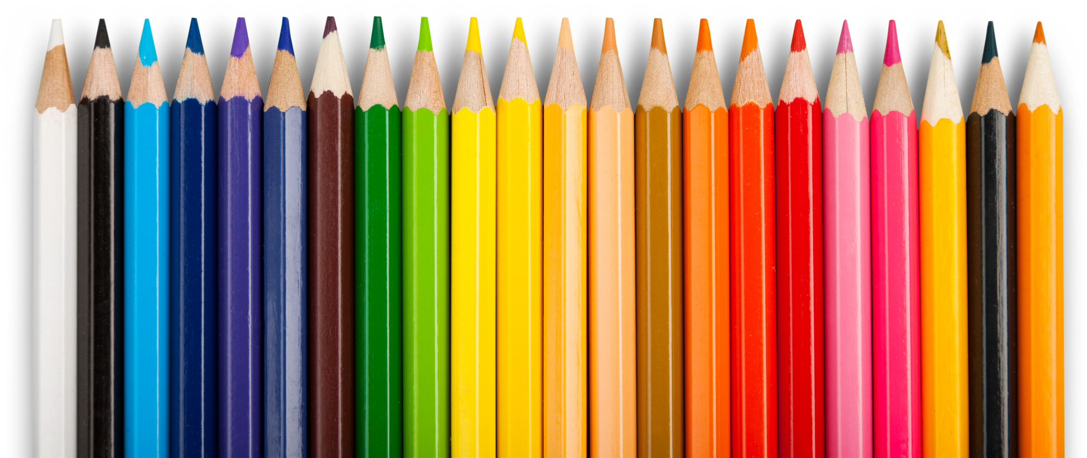 arrangement of colored pencils